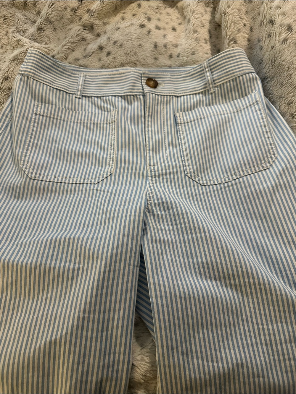 LOFT Blue and White Striped Wide leg pants